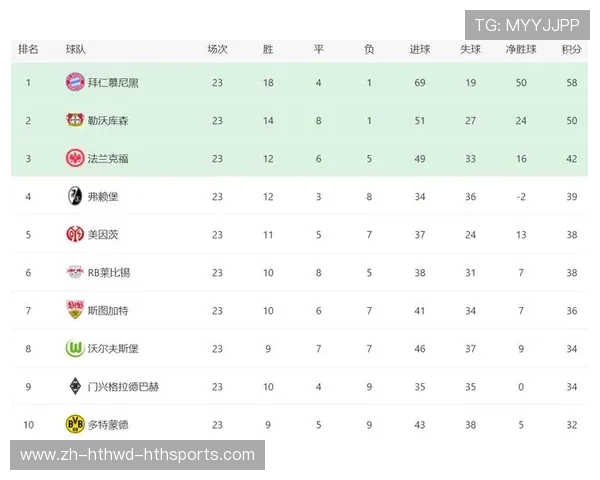 德甲各支球队积分榜排名：德甲联赛当前各球队的积分榜与排名 (2)